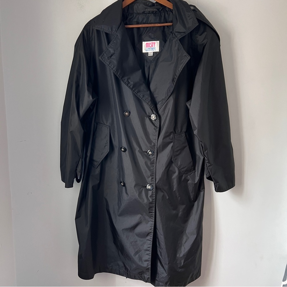 Misty Weather Vintage Rain Coat Button Up No Tie Womens Size 15 17 with flaws